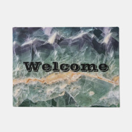 Unieke groene Paarse fluorite minerale foto-ingang Deurmat