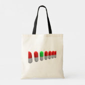 Unieke groene pil tussen rode capsules tote bag (Achterkant)