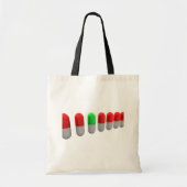 Unieke groene pil tussen rode capsules tote bag (Voorkant)