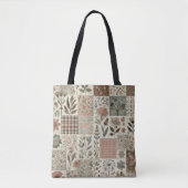Unieke groene & roze Terracotta Quilt & Patchwork Tote Bag (Voorkant)