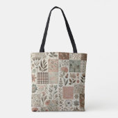 Unieke groene & roze Terracotta Quilt & Patchwork Tote Bag (Achterkant)