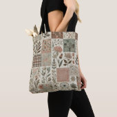 Unieke groene & roze Terracotta Quilt & Patchwork Tote Bag (Dichtbij)