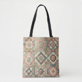 Unieke groene & roze Terracotta Quilt & Patchwork Tote Bag (Voorkant)