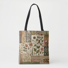 Unieke groene & roze Terracotta Quilt & Patchwork Tote Bag
