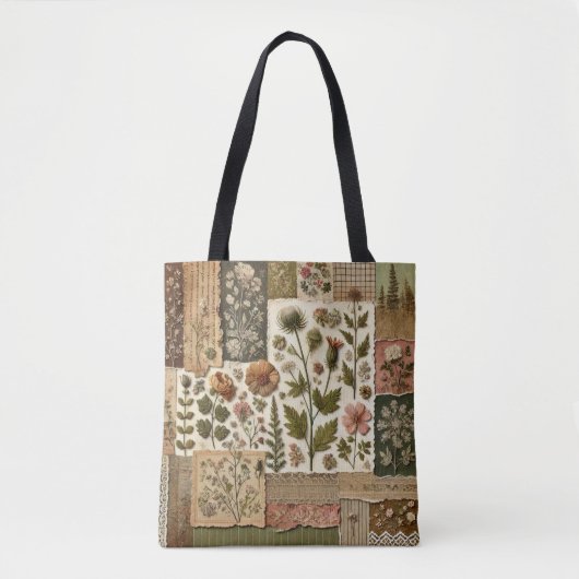 Unieke groene & roze Terracotta Quilt & Patchwork Tote Bag (Voorkant)