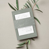 Unieke Groene Sage Liefde Lachen Monogram Bruiloft Uitnodigingen Wikkel