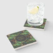 Unieke groene zwarte bruidbruine bruistocht stenen onderzetter (Zijkant)