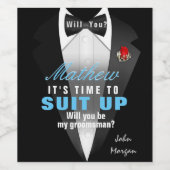 Unieke Groomsmen uitnodiging Wijn Etiket (Enkel label)