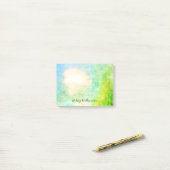 Unieke Grunge Abstracte Lime Green Custom Name Post-it® Notes (Op bureau)