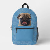 Unieke Grunge Blue Pug Puppy Liefhebber Foto Kinde Bedrukte Rugzak (Voorkant)