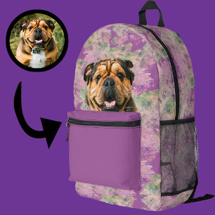 Unieke Grunge Roze Paarse Bulldog Hond Liefhebber Bedrukte Rugzak