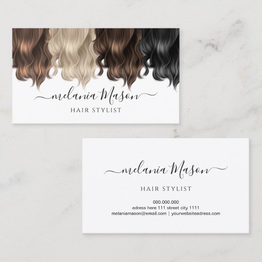 Unieke Hair Stylist Modern Script Wit Visitekaartje (Voorkant / Achterkant)