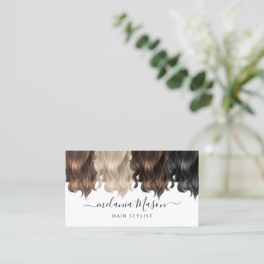 Unieke Hair Stylist Modern Script Wit Visitekaartje (Staand voorkant)