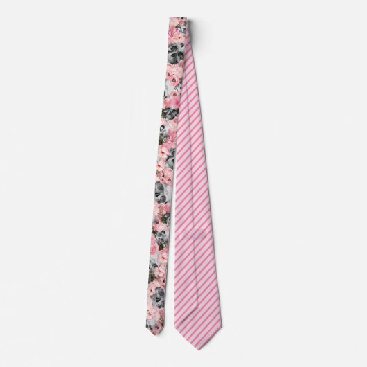 Unieke Halloween Black en Roze Skulls Stropdas (Achterkant)