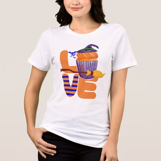Unieke Halloween Cupcake Gestapelde Liefde Split T Tri-Blend Shirt (Voorkant)