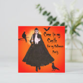 Unieke Halloween Dracula Feest Uitnodiging (Staand voorkant)