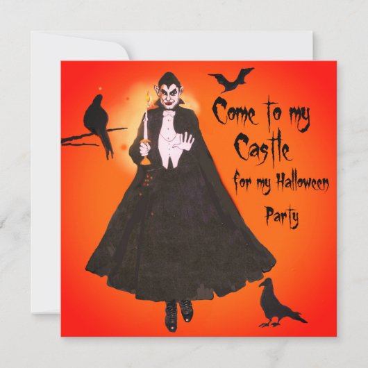 Unieke Halloween Dracula Feest Uitnodiging (Voorkant)