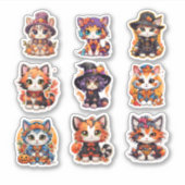 Unieke Halloween kat Japanse stijl manga Sticker (Voorkant)