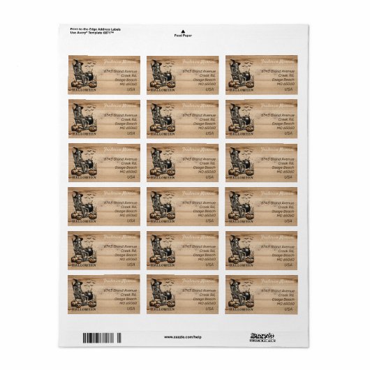 Unieke Halloween thema skelet aangepaste adres Etiket (Full Sheet)