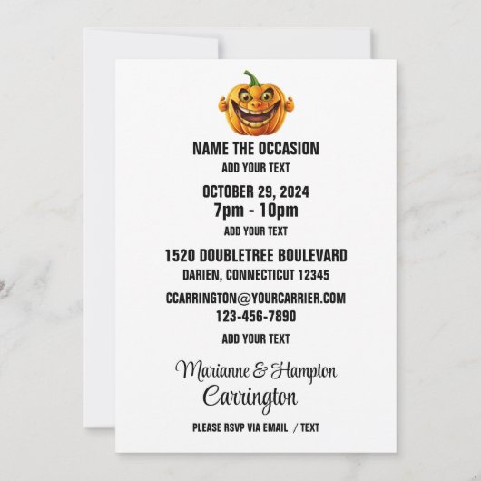 Unieke Halloween-uitnodiging voor het verzamelen Kaart (Achterkant)