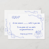 Unieke hand getekend eigentijdse retro Franse boog Kaart (Voorkant / Achterkant)