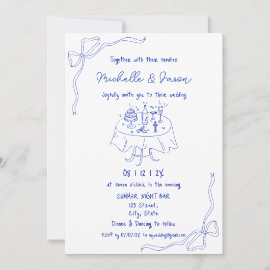 Unieke hand getekend eigentijdse retro Franse boog Kaart (Voorkant)