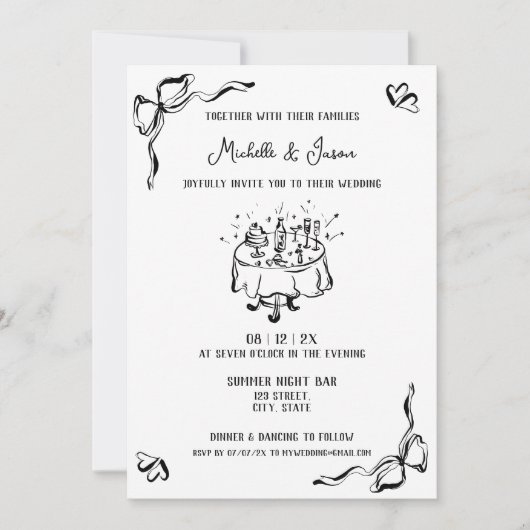 Unieke hand getekend eigentijdse retro Franse boog Kaart (Voorkant)