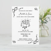 Unieke hand getekend eigentijdse retro Franse boog Kaart (Staand voorkant)