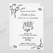 Unieke hand getekend eigentijdse retro Franse boog Kaart (Voorkant / Achterkant)