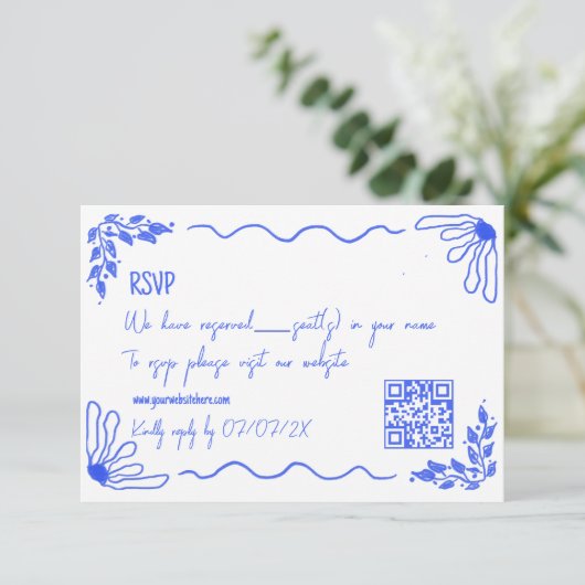 Unieke hand getekend eigenzinnige doedel Frans bla Informatiekaartje (Staand voorkant)