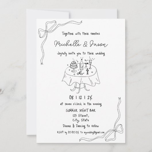 Unieke hand getekend hedendaags retro frans plezie kaart (Voorkant)