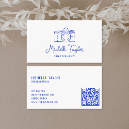 Unieke hand getrokken fotografie camera QR-code Visitekaartje