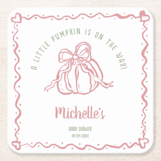 Unieke hand getrokken Little Pumpkin Herfst Baby s Kartonnen Onderzetters (Voorkant)