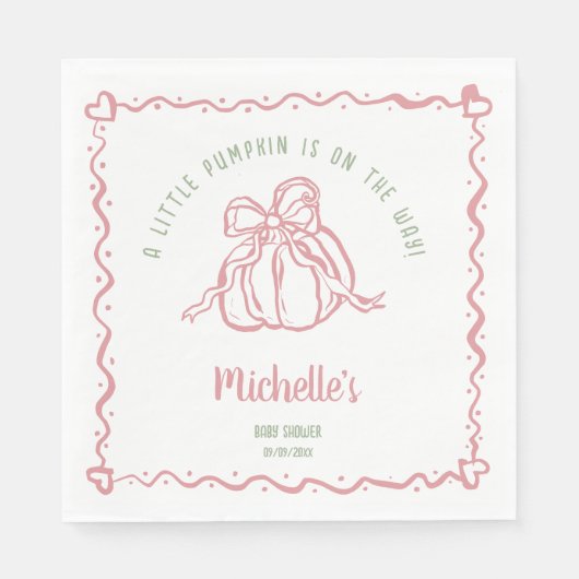 Unieke hand getrokken Little Pumpkin Herfst Baby s Servet (Voorkant)