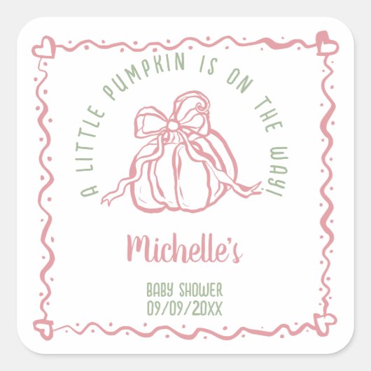 Unieke hand getrokken Little Pumpkin Herfst Baby s Vierkante Sticker (Voorkant)