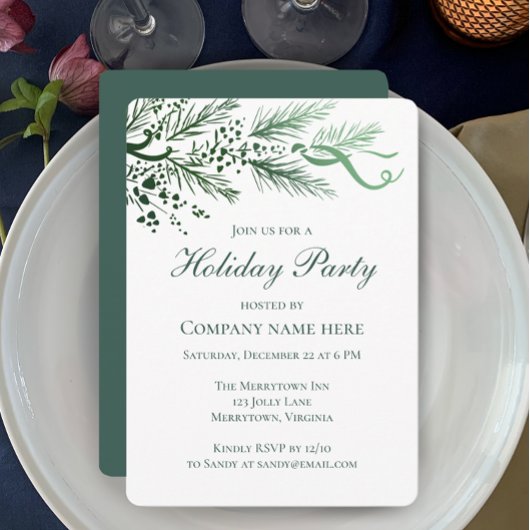 Unieke Hand getrokken Pine Corporate Holiday Party Kaart