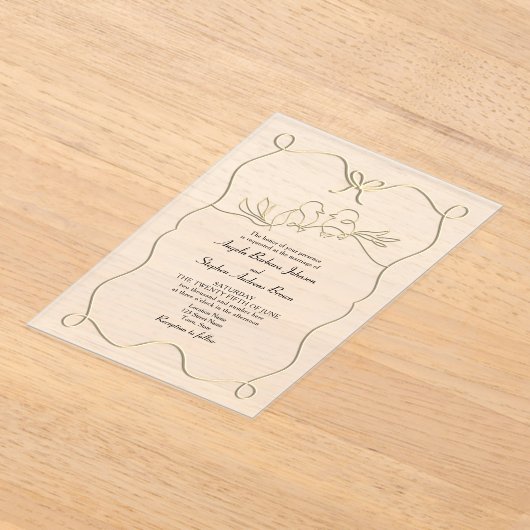 Unieke hand getrokken romantische bruiloft acryl uitnodigingen (Laagn)