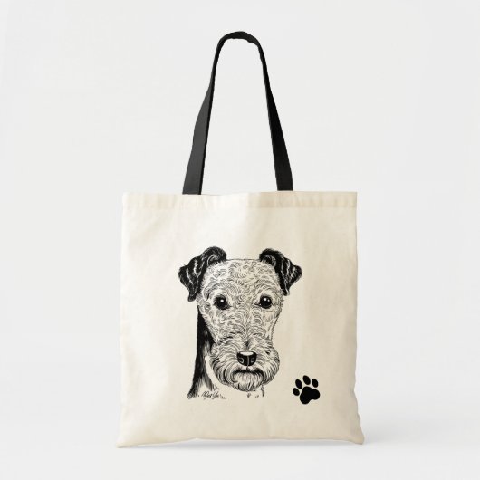 Unieke handgemaakte Cute Terrier Dog Art Canvas ta Tote Bag (Voorkant)