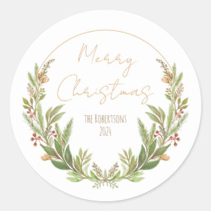 Unieke handgeschilderde Waterverf kerstgroen Ronde Sticker