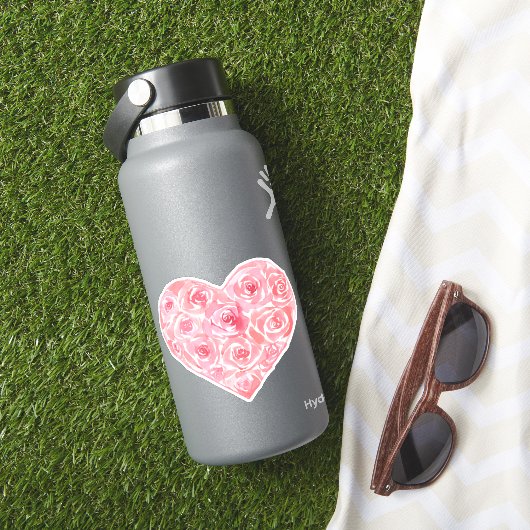 Unieke handgeschilderde Waterverf Roze Roze Hart Sticker (HydroFlask Insitu)