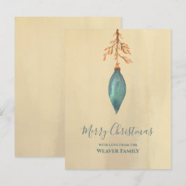 Unieke handgeschilderde Waterverf turquoise kerst Briefkaart