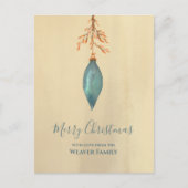 Unieke handgeschilderde Waterverf turquoise kerst Briefkaart (Voorkant)