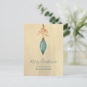 Unieke handgeschilderde Waterverf turquoise kerst Feestdagenkaart (Staand voorkant)