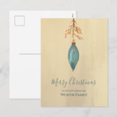 Unieke handgeschilderde Waterverf turquoise kerst Feestdagenkaart (Voorkant / Achterkant)