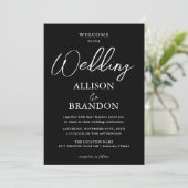 Unieke handgeschreven typografie Zwart-wit bruilof Kaart (Staand voorkant)