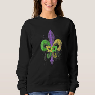Unieke handgetekende Fleur De Lis Mardi Gras Carna Trui