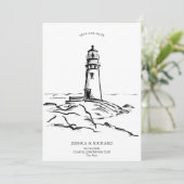 Unieke handgetekende locatie kustvuurtoren kaart (Staand voorkant)