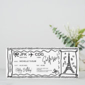 Unieke handgetekende Paris Surprise Boarding Pass Kaart (Staand voorkant)