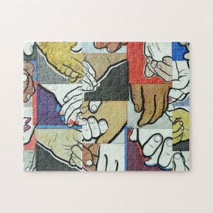 Unieke handpalt met handpalm legpuzzel