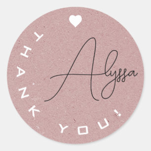 Unieke handtekeningen Kraft Paper Hartelijk dank v Ronde Sticker
